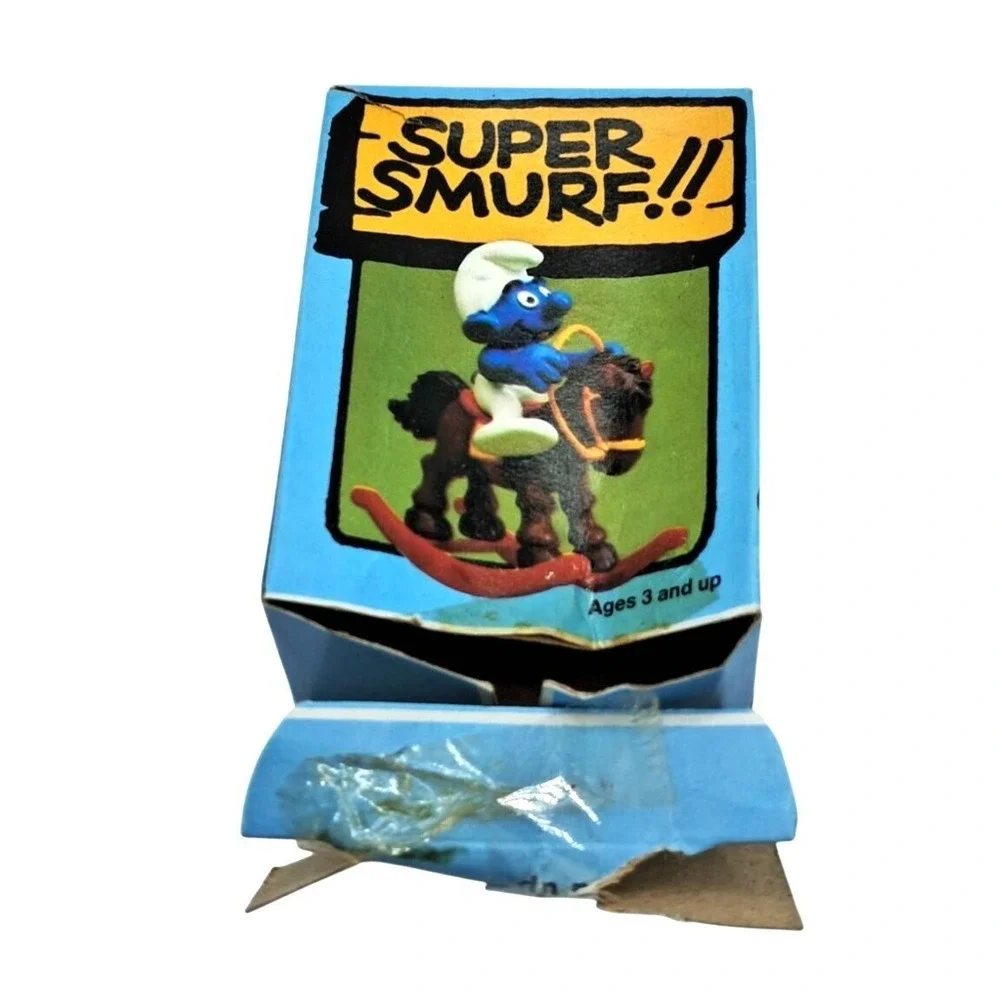 Vintage Wallace‎ Berrie Super Smurf Rocking Horse Figurine By Schleich Hong Kong
